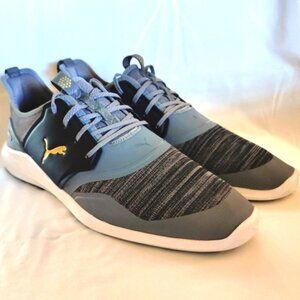Puma Men's Ignite NXT Waterproof PWR Frame Golf Shoes Gray/Black/Gold, Size 11.5